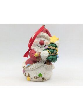 Christmas Ornament Winter Snowman hugging  Christmas tree hanging tree 4"